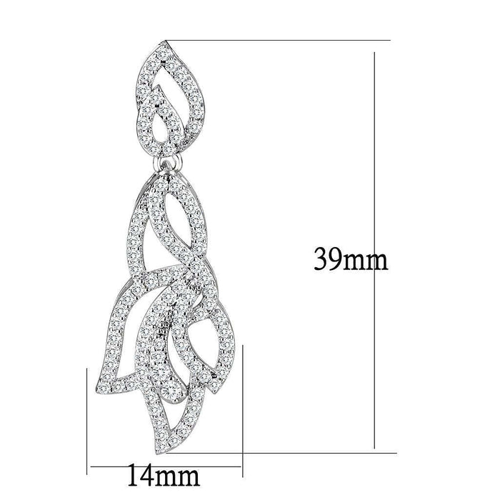 3W1420 - Rhodium Brass Jewelry Sets with AAA Grade CZ  in Clear