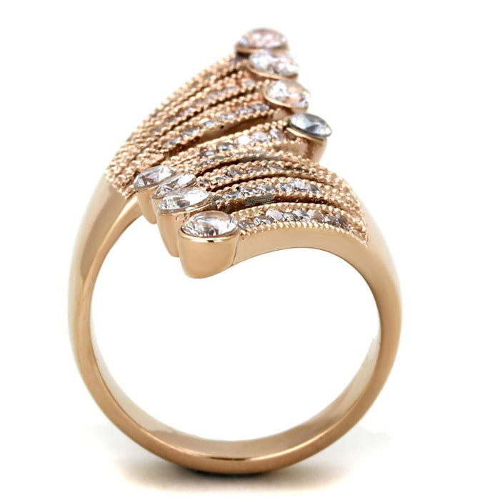 TK1631 - Stainless Steel Ring IP Rose Gold(Ion Plating) Women AAA Grade CZ Clear