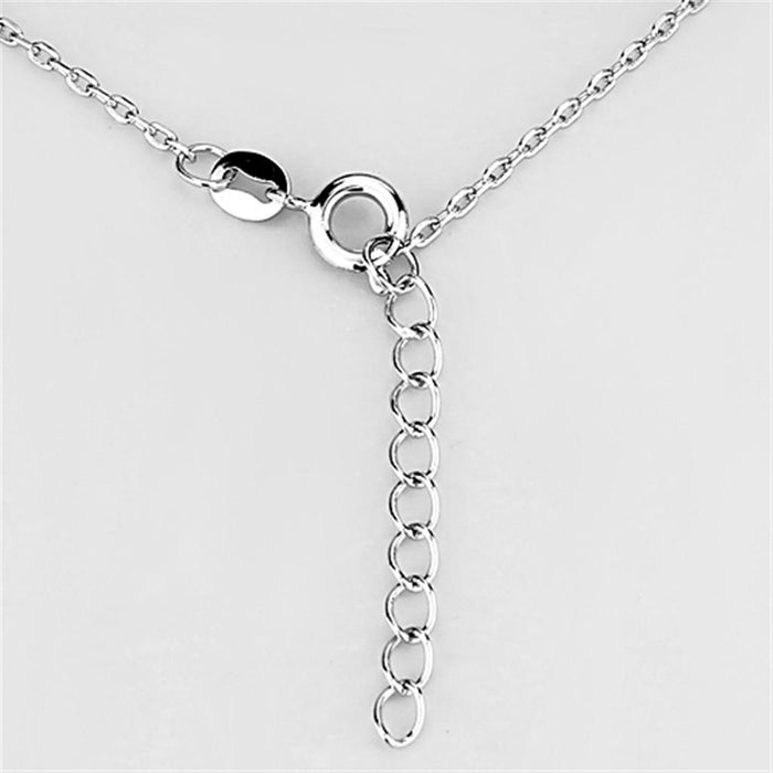 3W430 - Rhodium Brass Necklace with AAA Grade CZ  in Clear