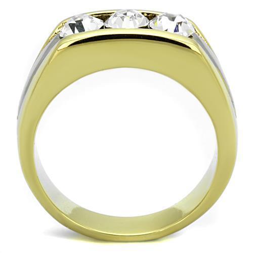 TK1615 - Stainless Steel Ring Two-Tone IP Gold (Ion Plating) Men Top Grade Crystal Clear