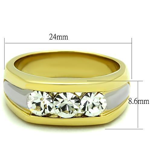 TK1615 - Stainless Steel Ring Two-Tone IP Gold (Ion Plating) Men Top Grade Crystal Clear