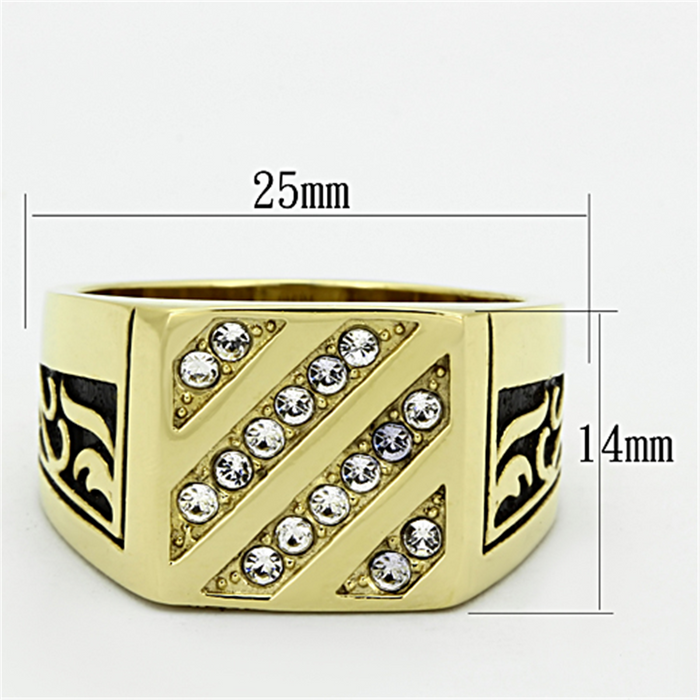 TK1189 - Stainless Steel Ring IP Gold(Ion Plating) Men Top Grade Crystal Clear
