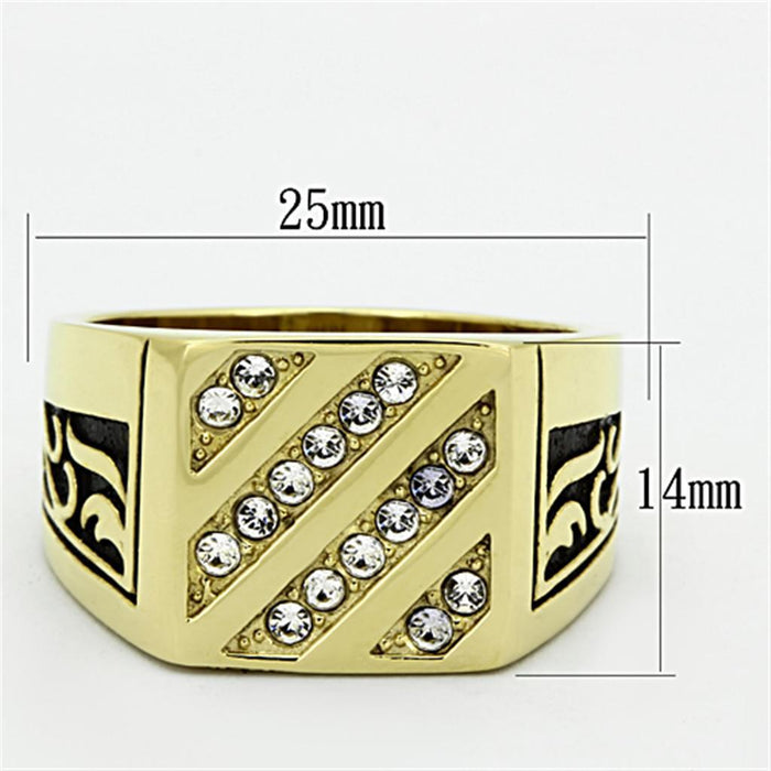 TK1189 - Stainless Steel Ring IP Gold(Ion Plating) Men Top Grade Crystal Clear