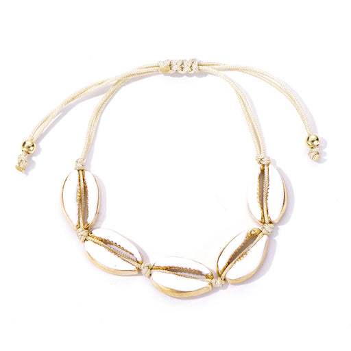 Color: Color bracelet - Gold alloy natural shell handmade knotted necklace