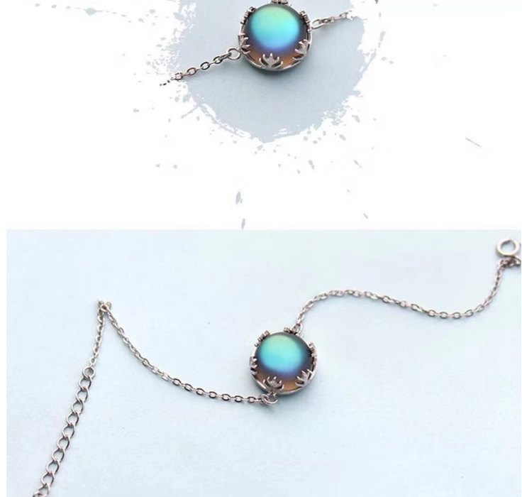 Thaya Aurora Forest Necklace Halo Crystal Gemstone S925 Silver Scale Light Pendant Necklace for Women Elegant Jewelry - Color: Bracelet black with box