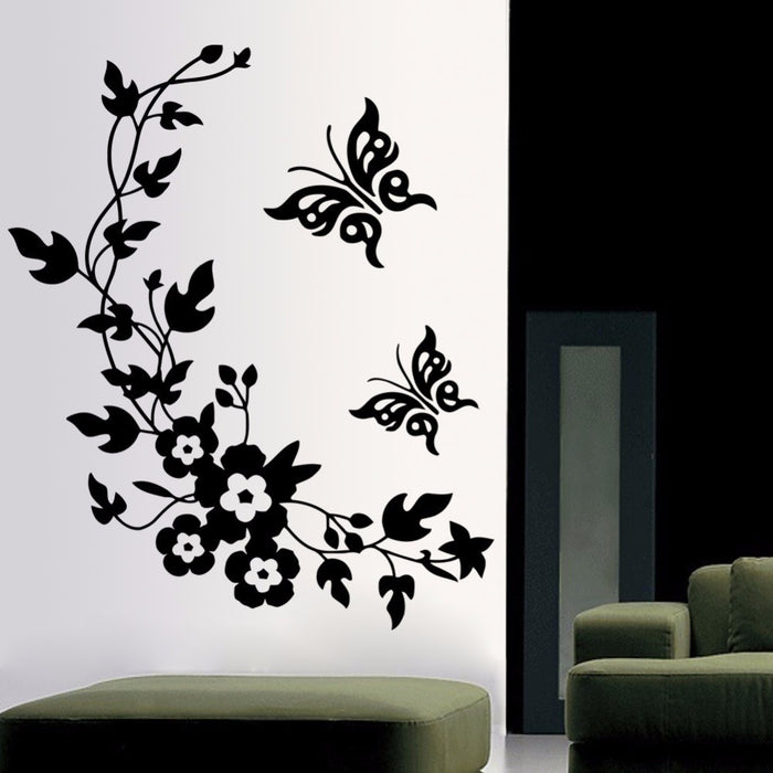 Funny Novelty Butterfly Flower Vine Bathroom Wall Sticker Home Decoration Vinyl Wall Decals