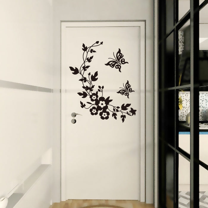 Funny Novelty Butterfly Flower Vine Bathroom Wall Sticker Home Decoration Vinyl Wall Decals