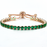 European and American cross-border exclusive jewelry inlaid crystal push-pull bracelet ladies gold full diamond single-row jewelry wholesale - Color: Gold green, Quantity: 1pc