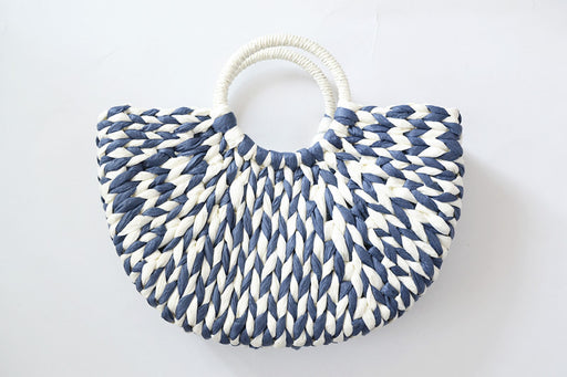 Color: Blue, style: Lined - New Mixed Color Woven Women'S Summer Straw Woven Bag Handbag