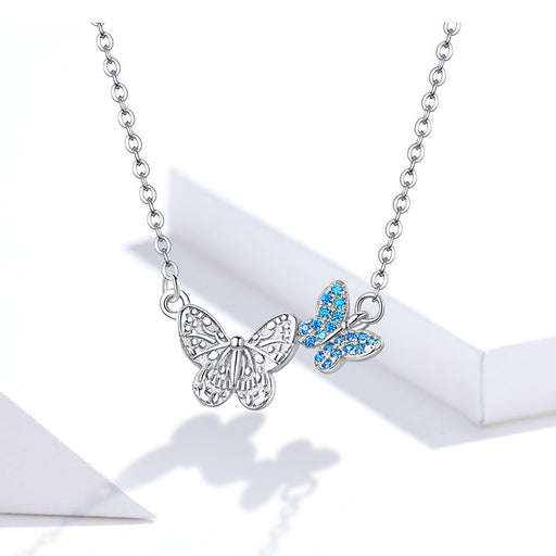 style: Necklace - Hot Style Butterfly Necklace  Ring Set Fashion S925 Platinum Plated Two-Piece Jewelry Set