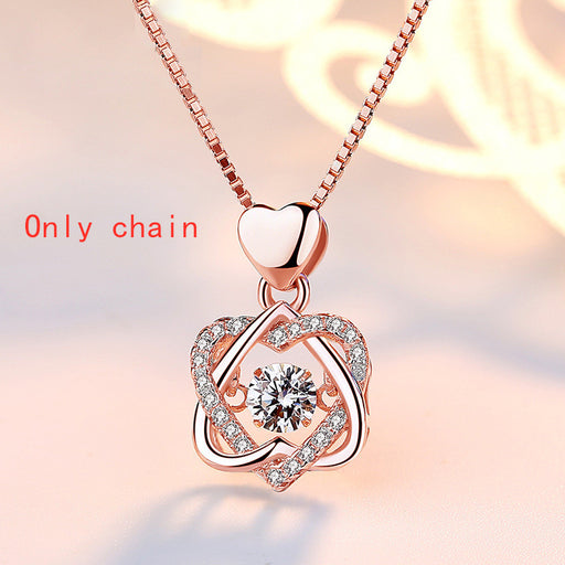 Color: Rose gold plated - Smart Heart Necklace Female 925 Silver Plated Rose Gold Pendant Clavicle Chain Jewelry