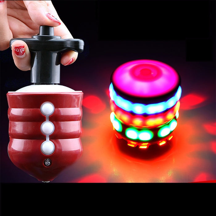 Colorful Flash LED Light Spinning Top Laser Music Gyroscope Kid's Wood Luminous Music Gyro Interesting Children Toy Gifts