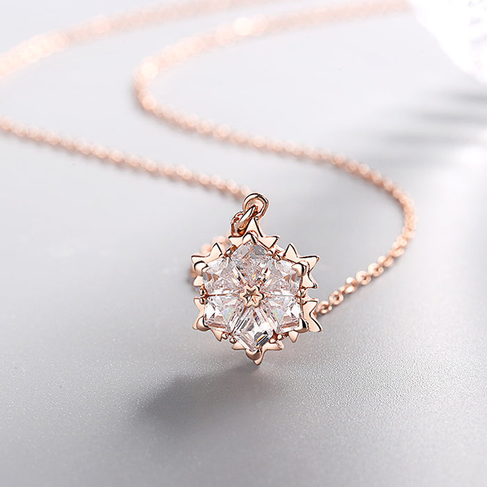 Color: Rose, Purity: Copper - Snowflake necklace