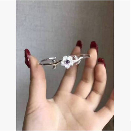 Style: Bracelet - Floral silver jewelry for women
