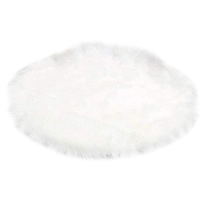 Color: White, Size: 80x80cm - Fake Sheepskin Wool Rug 45x45cm Imitation Fleece Fluffy Carpet Soft Long Hair Decorative Chair Cushion Canape Mat (Round)