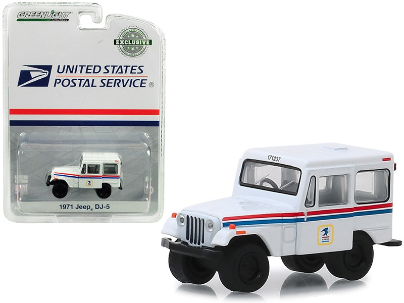 1971 Jeep DJ-5 "United States Postal Service" (USPS) White "Hobby Exclusive" 1/64 Diecast Model Car by Greenlight