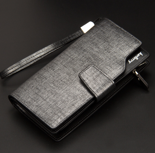 Color: Silver - Explosion models men's wallet long clutch bag multi-function handbag mobile phone bag men's coin purse