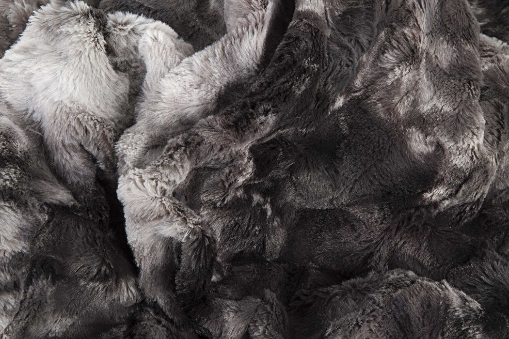 50" X 60" Naples Charcoal Grey Fur   Throw