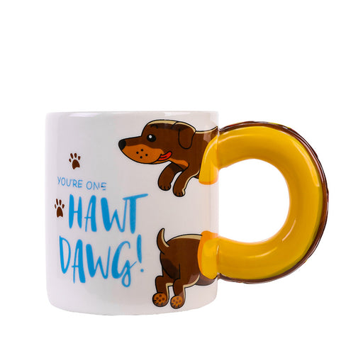 Cute cartoon dachshund dog mark ceramic cup