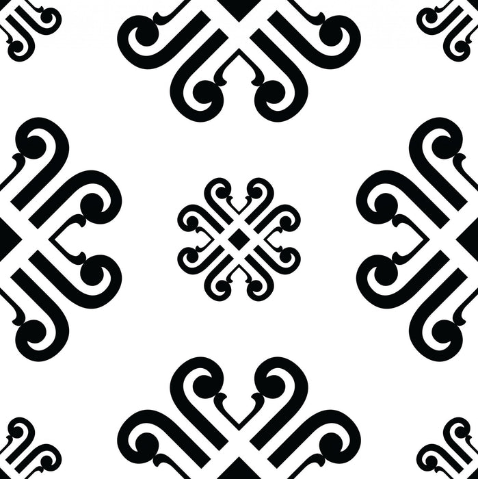 8" X 8" Black and White Daisy Peel and Stick Removable Tiles