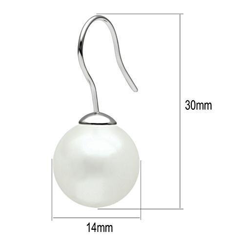 3W087 - Brass Earrings Rhodium Women Synthetic White