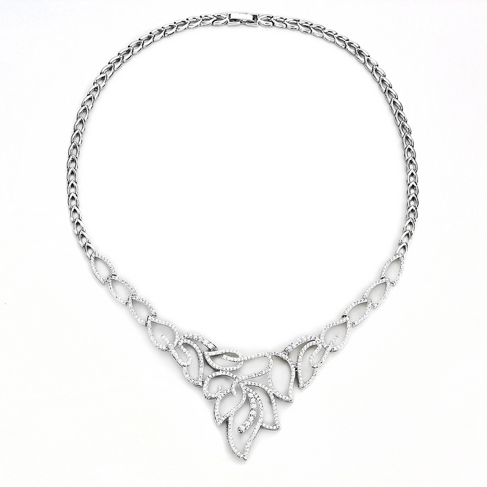 3W1420 - Rhodium Brass Jewelry Sets with AAA Grade CZ  in Clear