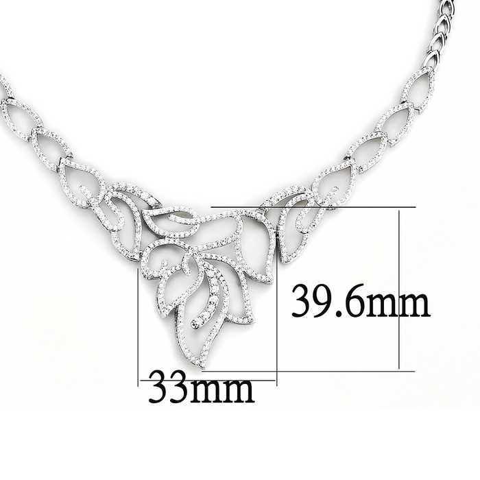 3W1420 - Rhodium Brass Jewelry Sets with AAA Grade CZ  in Clear