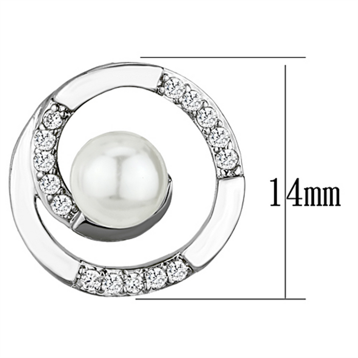3W366 - Brass Earrings Rhodium Women Synthetic White