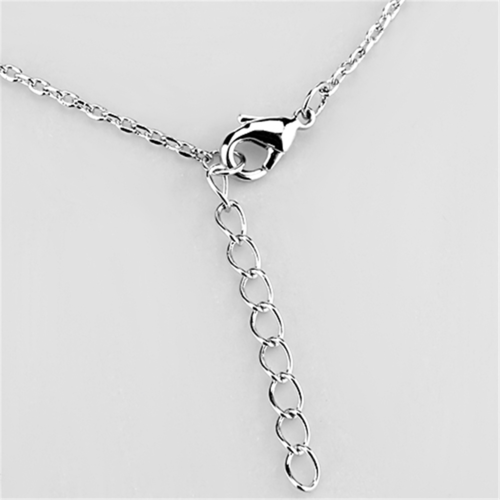 3W425 - Rhodium Brass Necklace with AAA Grade CZ  in Clear