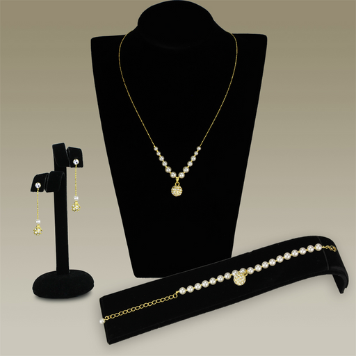 3W947 - Brass Jewelry Sets Gold Women Synthetic White