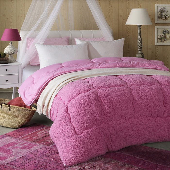 Color: Pink, Size: 110x150 - Australian lamb wool winter quilt thickened warm quilt