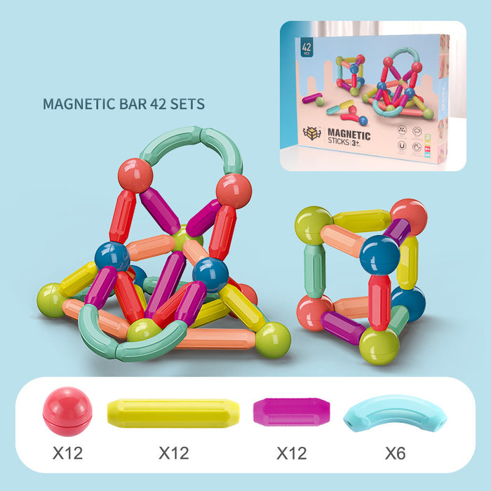 Color: 42pcs - Magnetic Stick Building Blocks Game Magnets Children Set Kids Magnets For Children Magnetic Toy Bricks