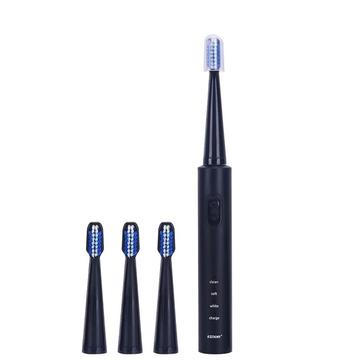 Color: Black - Ultrasonic electric toothbrush adult usb charging household fur waterproof 4 toothbrush head