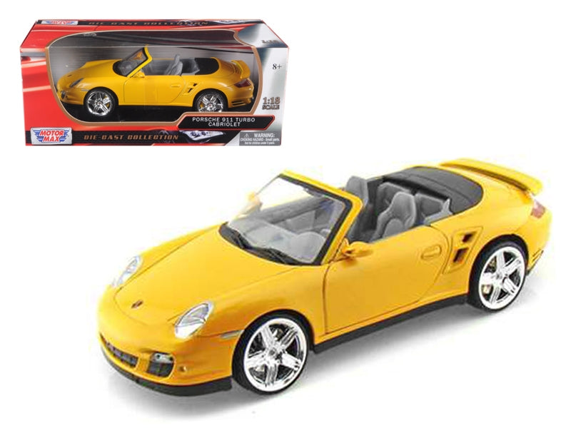 Porsche 911 (997) Turbo Convertible Yellow 1/18 Diecast Car Model by Motormax