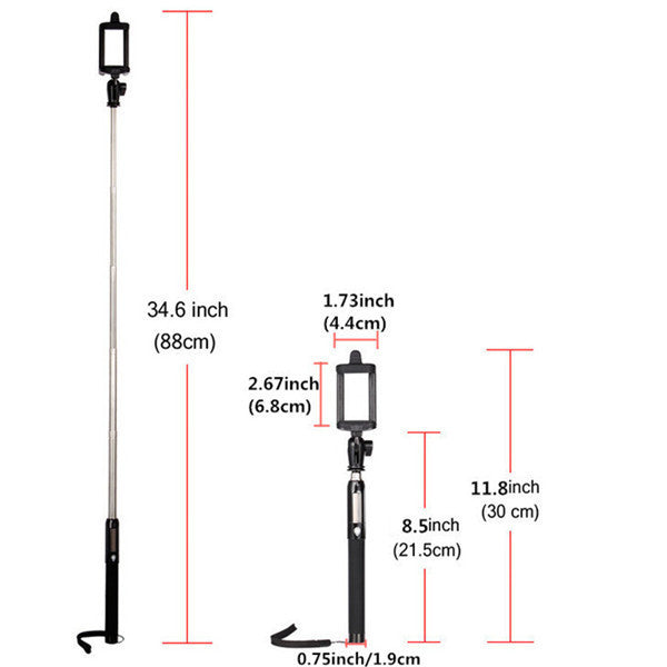 Solar Power Infrared Remote Handheld Selfie Stick Monopod For Cell Phone