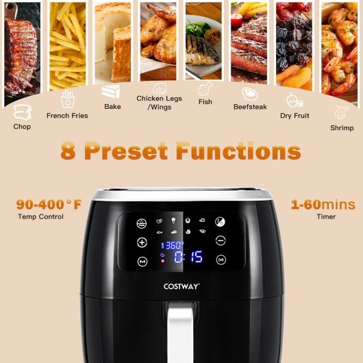 6.5QT Air Fryer Oilless Cooker with 8 Preset Functions and Smart Touch Screen-Black