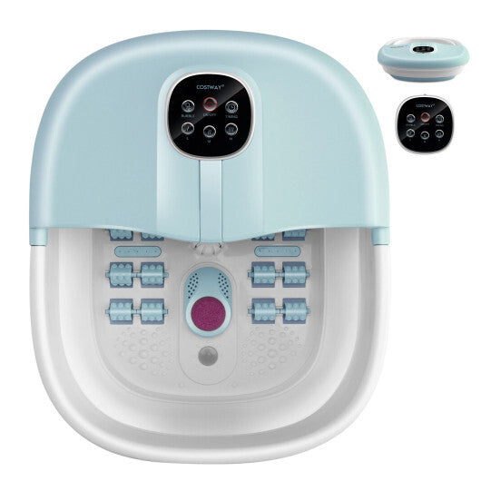 Folding Foot Spa Basin with Heat Bubble Roller Massage Temp and Time Set-Green