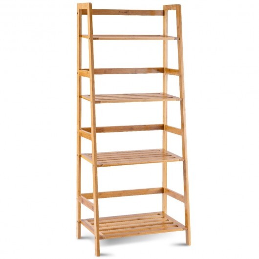 47.5 Inch 4-Tier Multifunctional Bamboo Bookcase Storage Stand Rack