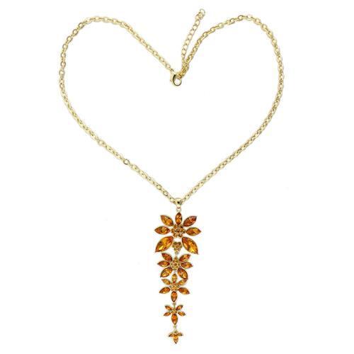 LO1181 - Brass Chain Pendant Gold Women Top Grade Crystal Topaz