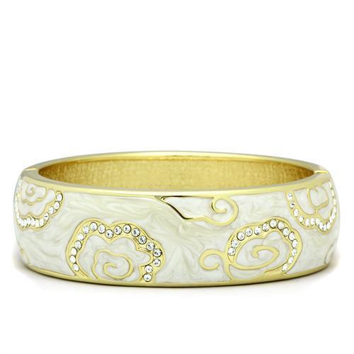 LO2131 - White Metal Bangle Flash Gold Women Top Grade Crystal Clear