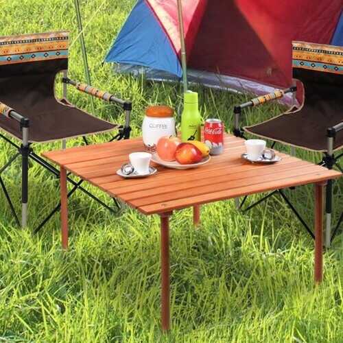 Folding Camping Outdoor Indoor Picnic Wood Roll up Table
