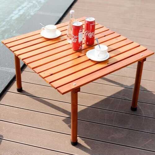 Folding Wooden Camping Roll Up Table with Carrying Bag for Picnics and Beach