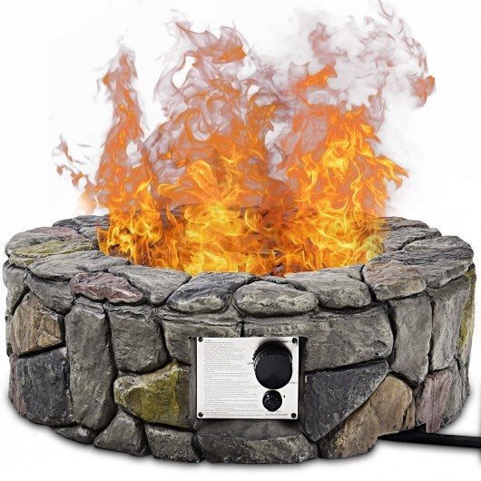 28 Inch Propane Gas Fire Pit with Lava Rocks and Protective Cover