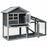 56.5 Inch Length Wooden Rabbit Hutch with Pull out Tray and Ramp - Color: Gray