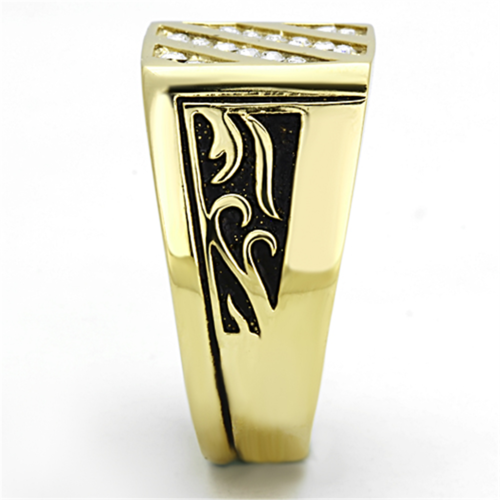 TK1189 - Stainless Steel Ring IP Gold(Ion Plating) Men Top Grade Crystal Clear