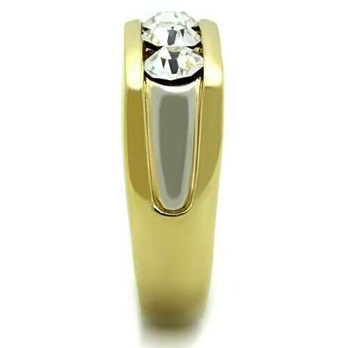 TK1615 - Stainless Steel Ring Two-Tone IP Gold (Ion Plating) Men Top Grade Crystal Clear