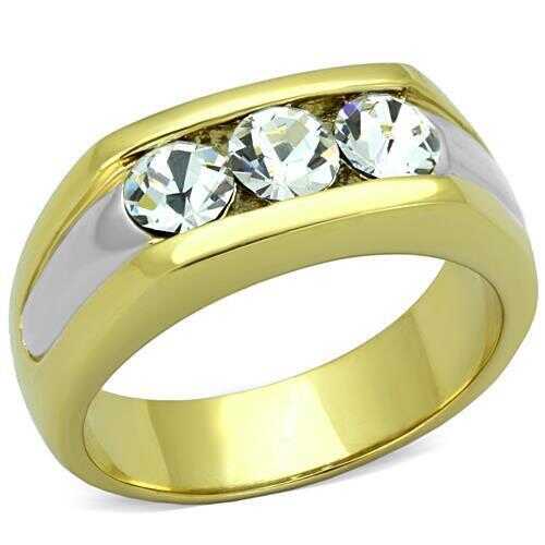 TK1615 - Stainless Steel Ring Two-Tone IP Gold (Ion Plating) Men Top Grade Crystal Clear