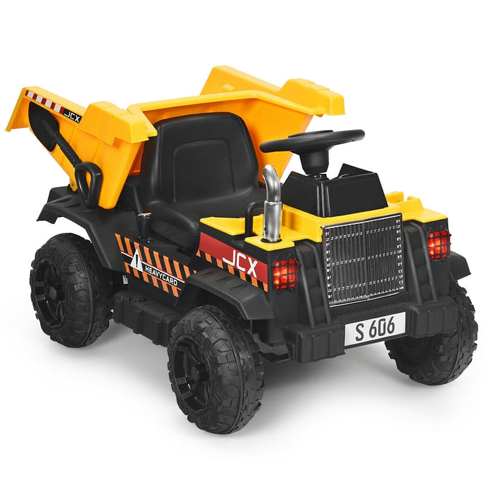 12V Battery Kids Ride On Dump Truck  withEl Electric Bucket and ectric Dump Bed - Color: Yellow
