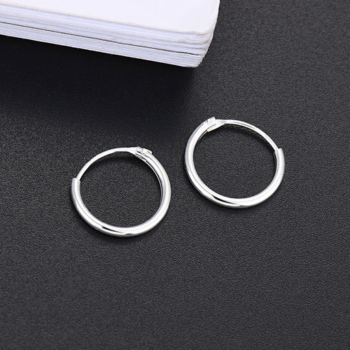 style: Rough, Size: 12mm - Sterling Silver Jewelry Earrings Whole Body Silver Glossy Small Earrings Round